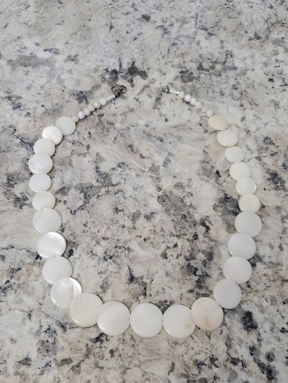 Elegant White Mother-of-Pearl Disc Necklace - Women Jewelry